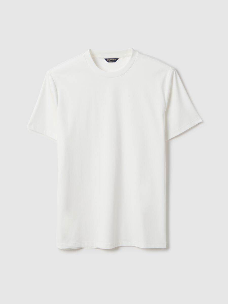 White crew neck pure cotton T-shirt regular fit_4