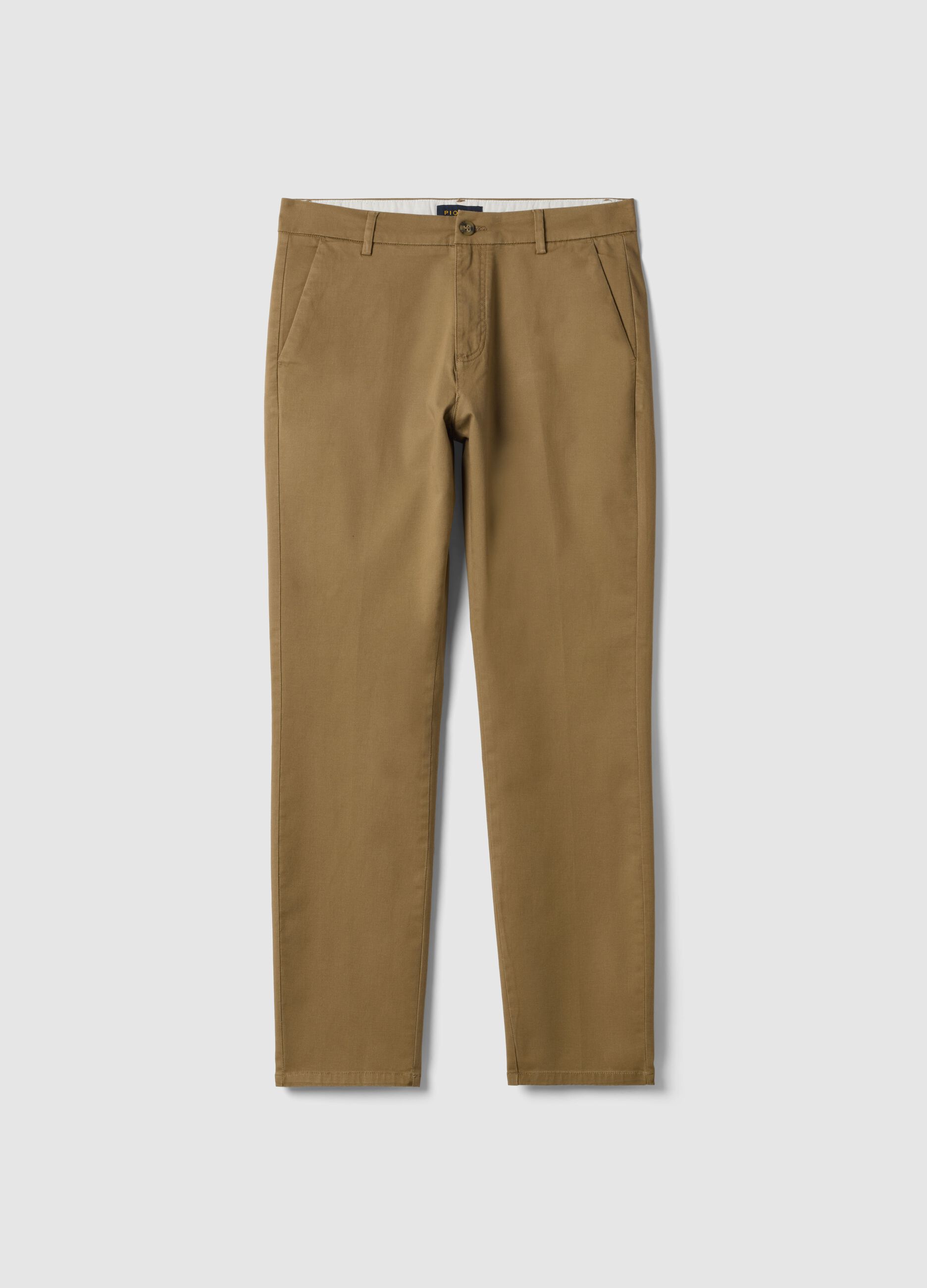 Pantaloni chino marrone in cotone elasticizzato slim fit