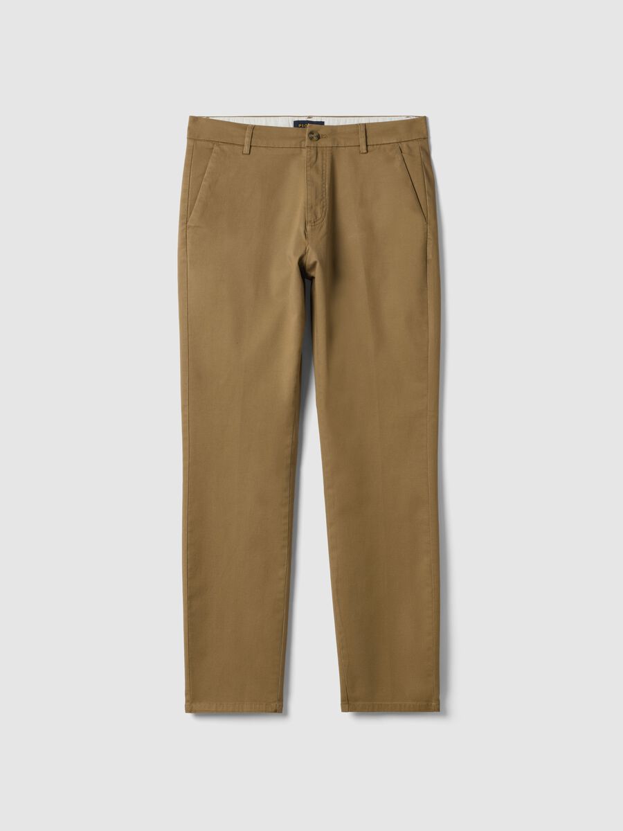 Pantaloni chino marrone in cotone elasticizzato slim fit_4