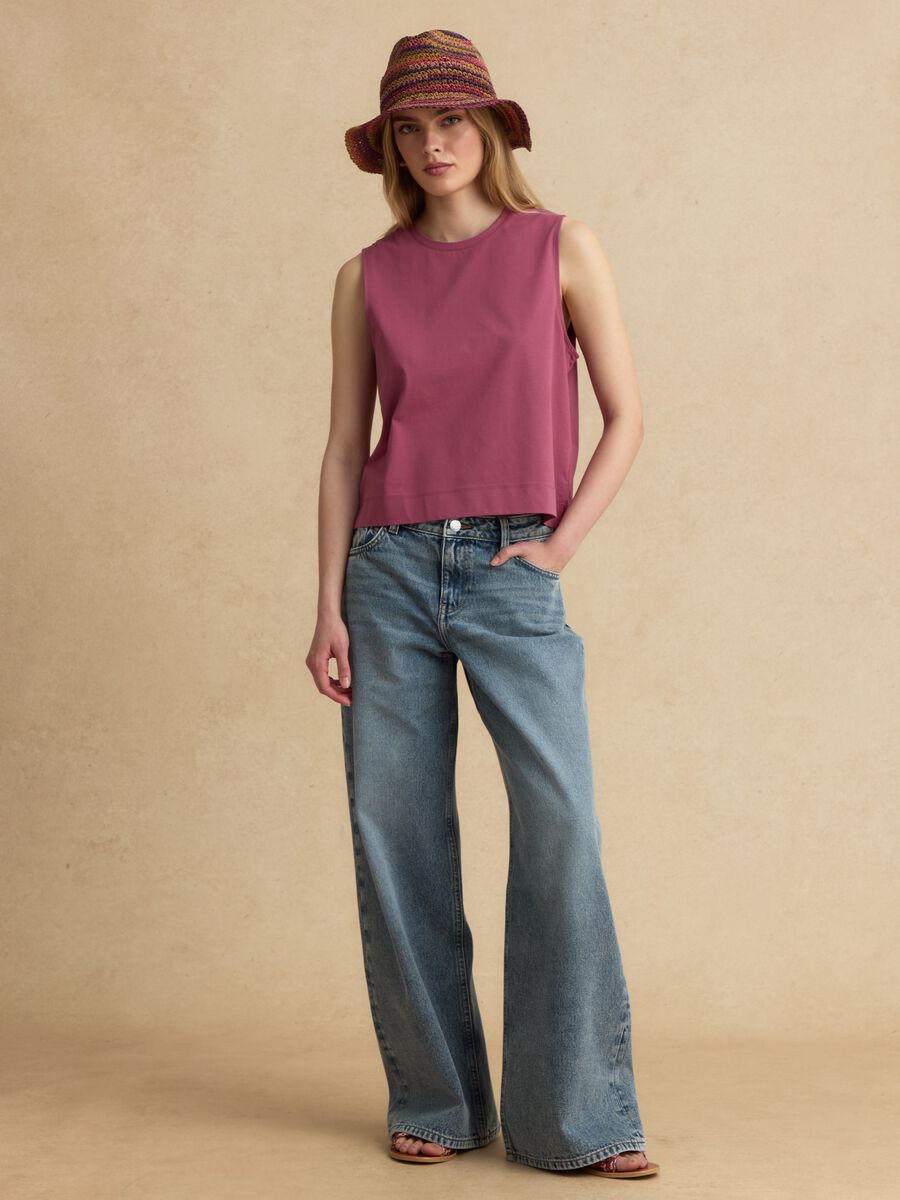 Pink cotton-blend tank top_0