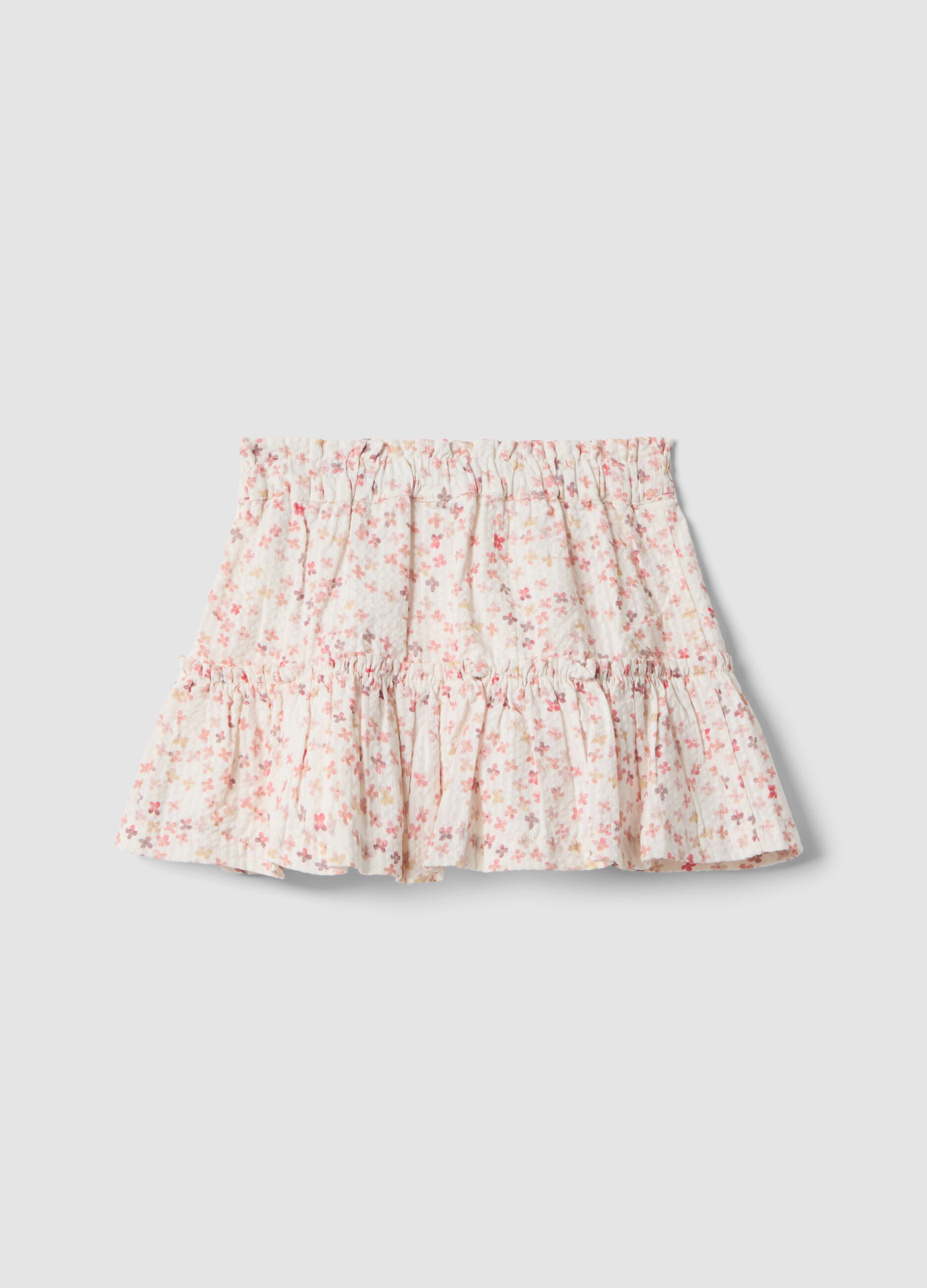 Multicolour pure cotton skirt for girls with floral pattern