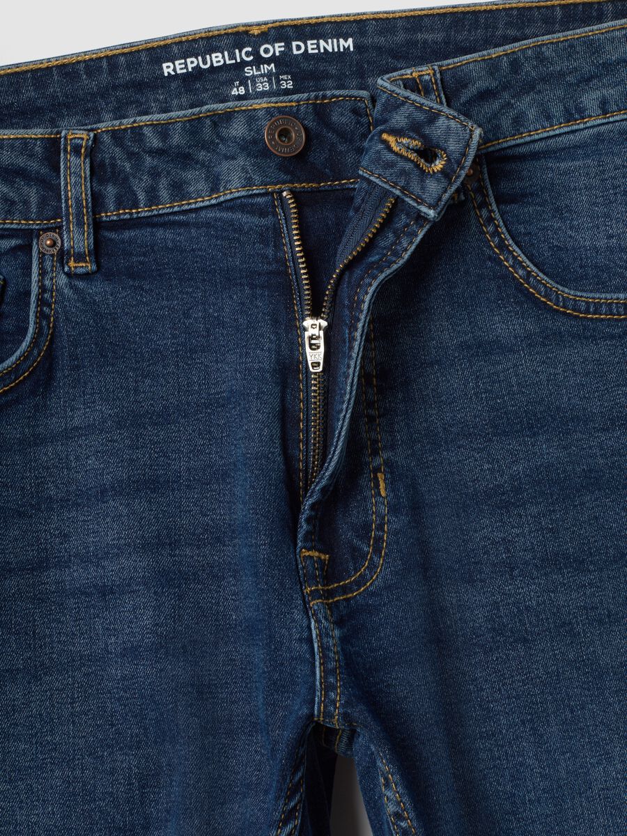 Blue slim-fit stretch cotton jeans_2