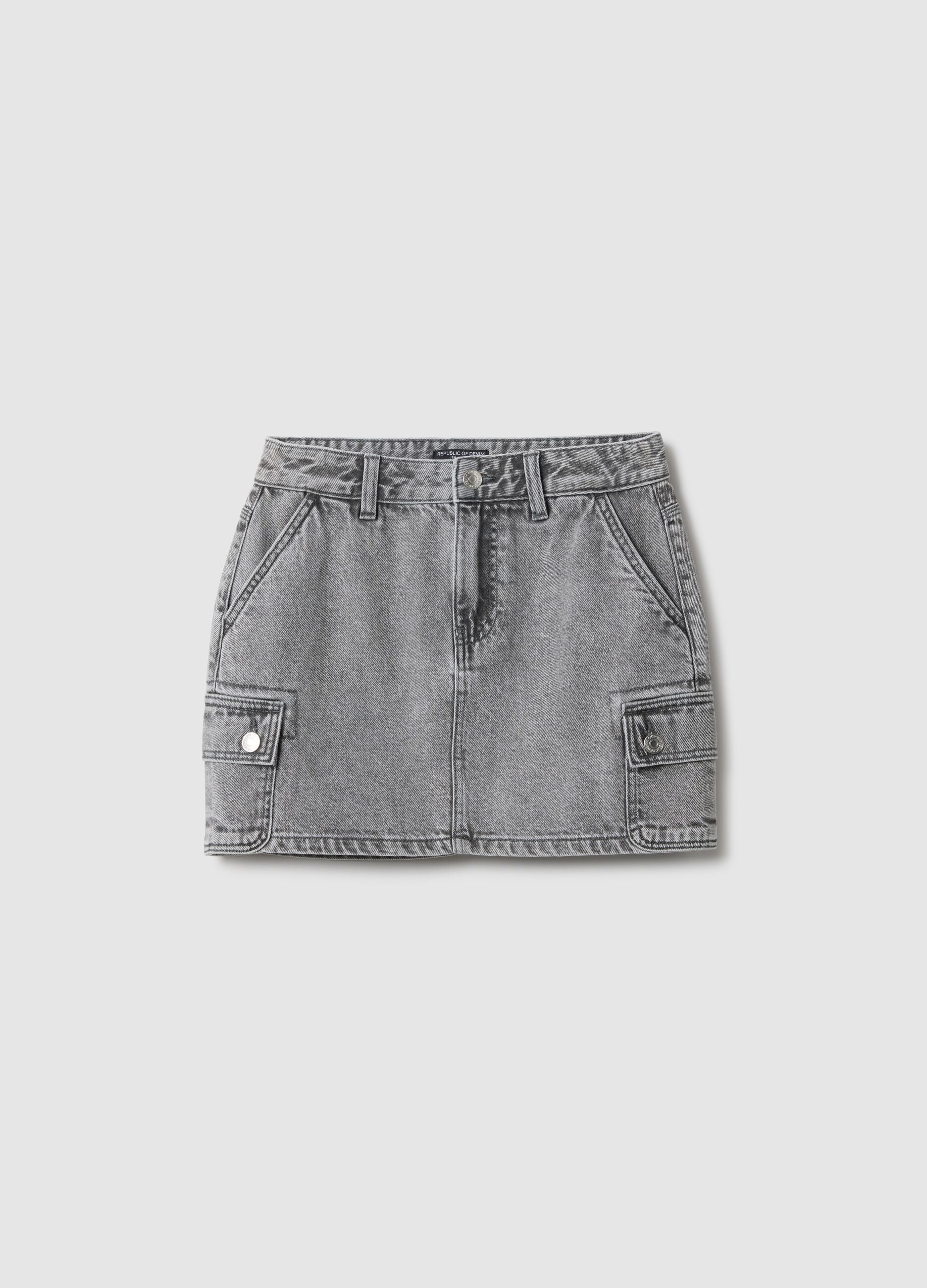 Girl's grey pure cotton skirt regular fit with belt