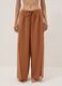 Pantaloni marroni in misto lino e viscosa wide leg_2