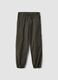 Green stretch cotton cargo joggers_0