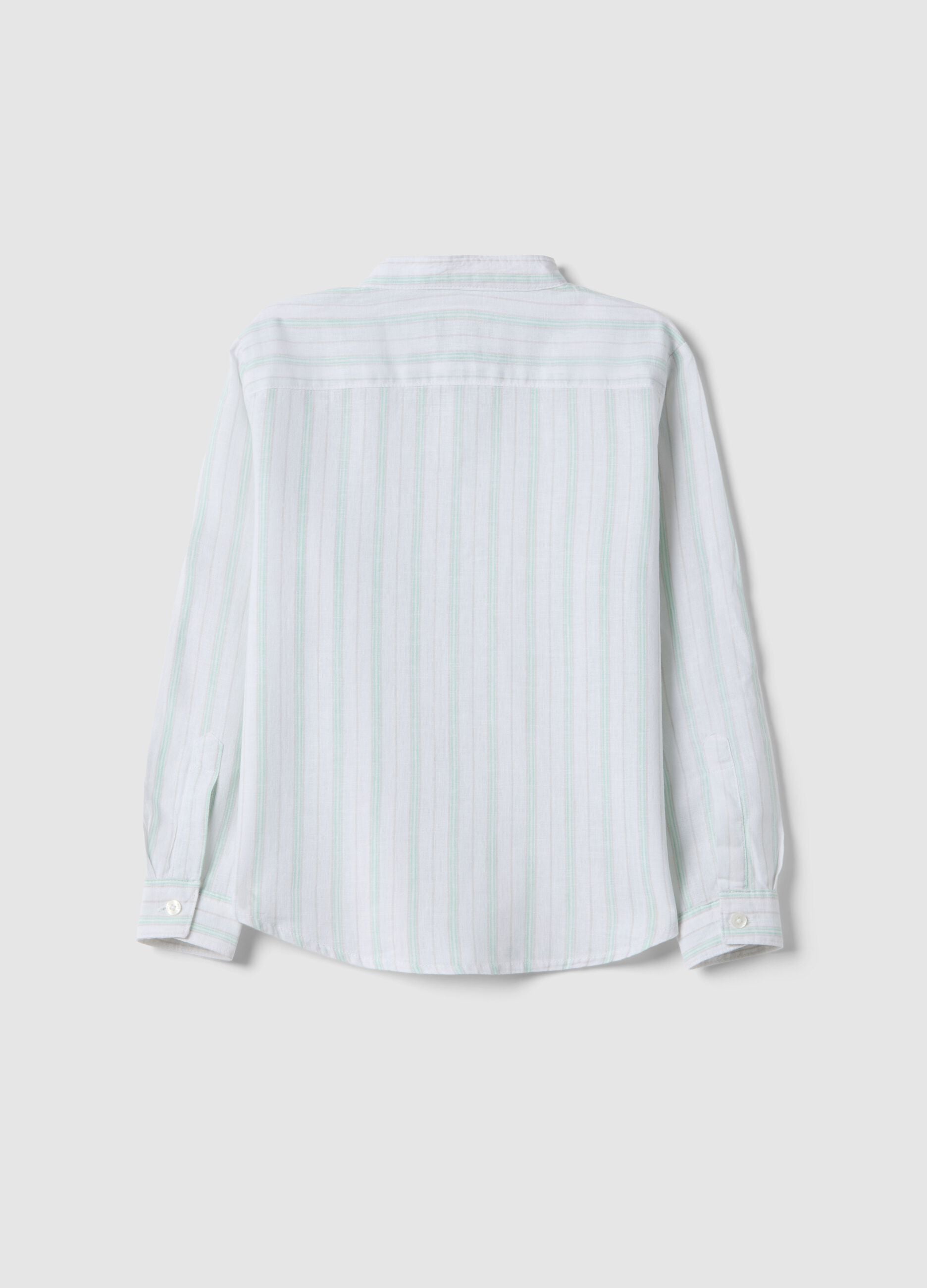 Children's regular fit multicoloured striped linen blend shirt