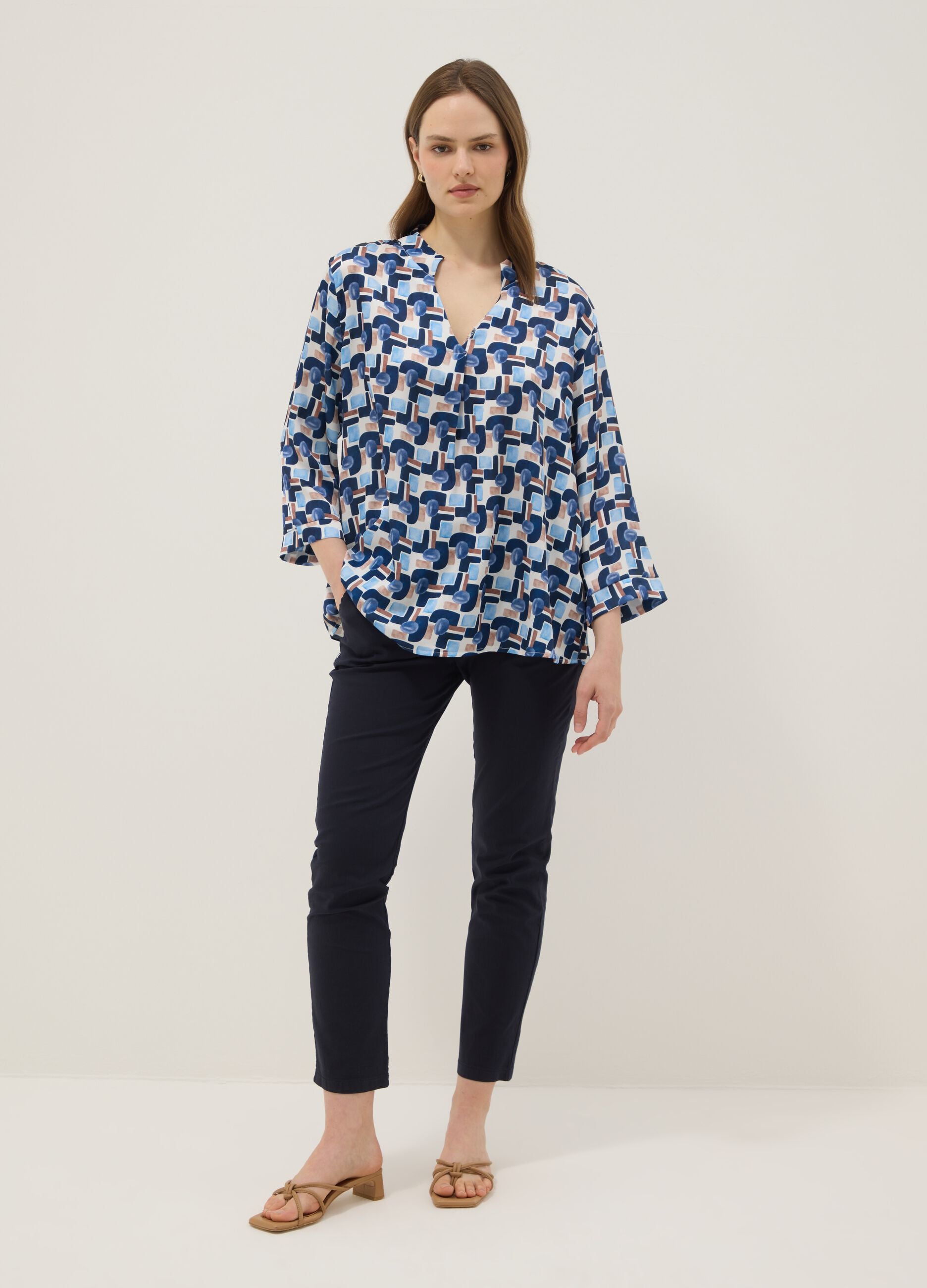 Regular-fit multicolour print blouse