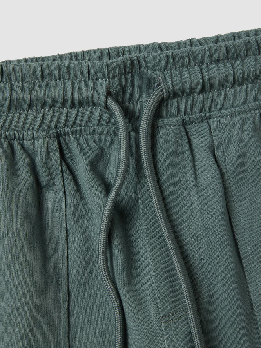 Green organic cotton shorts with elasticated waist_2