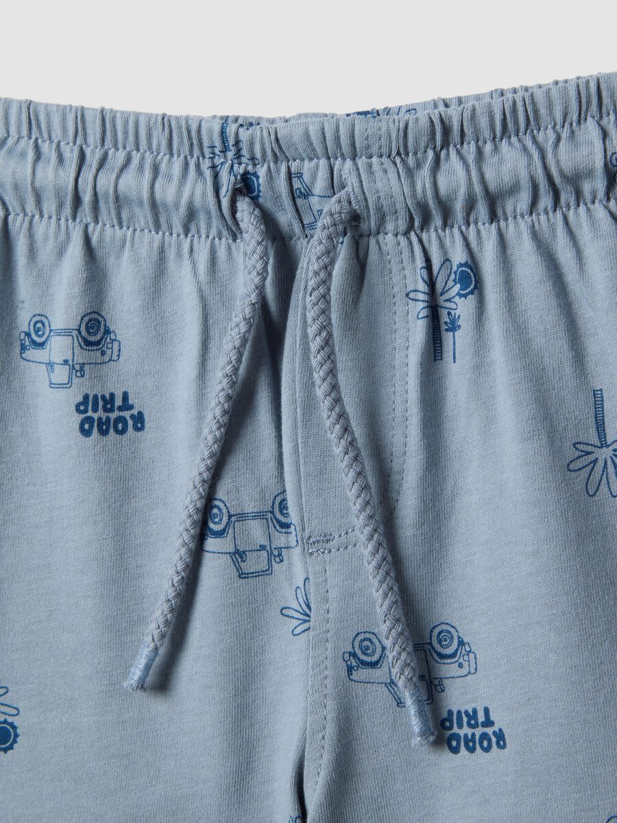 Short in puro cotone azzurro da bimbo regular fit con stampe_2