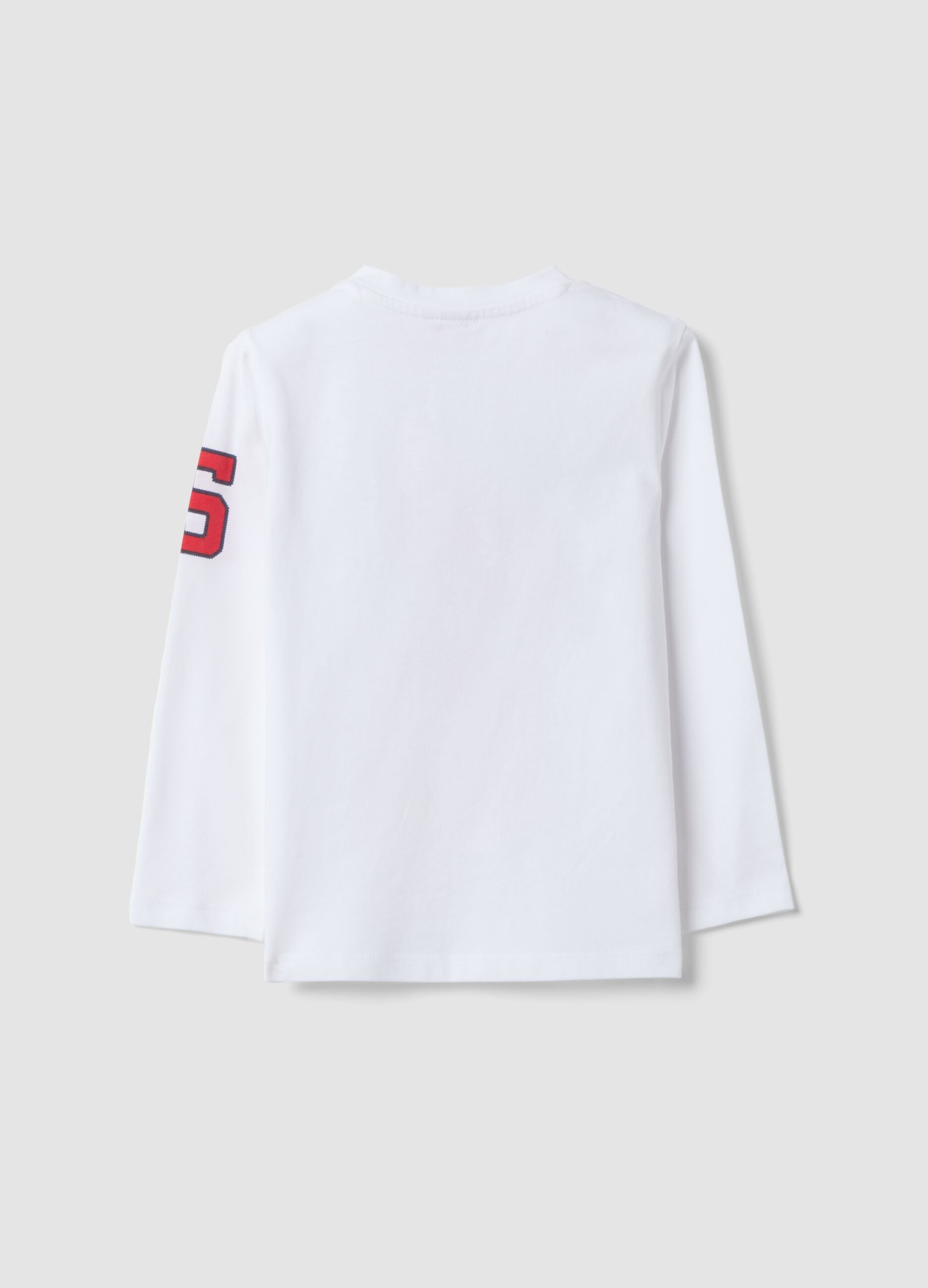White long-sleeve pure cotton T-shirt with MARVEL Spider-Man print for baby boy