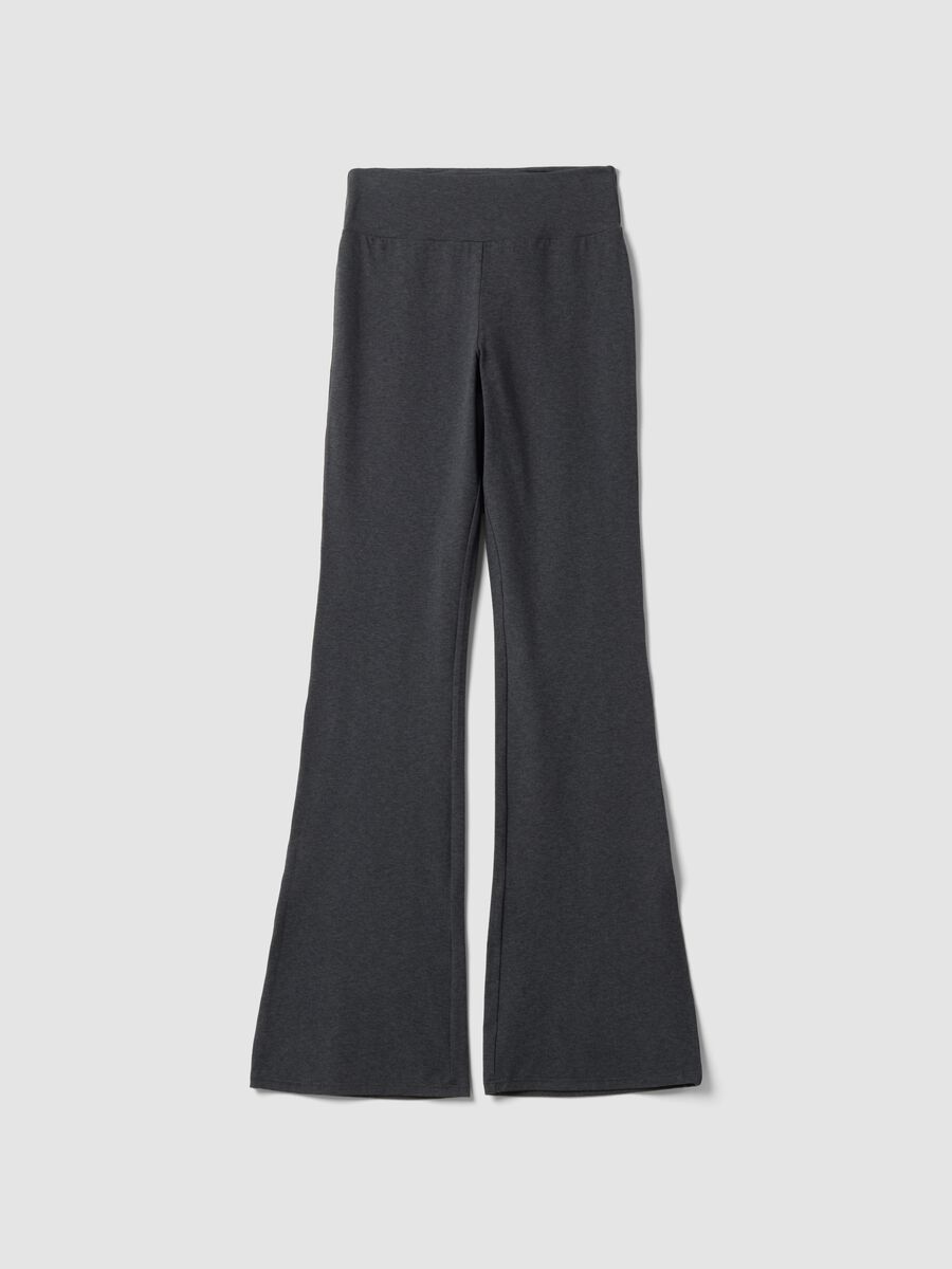 Grey flared leggings in stretch fabric_0