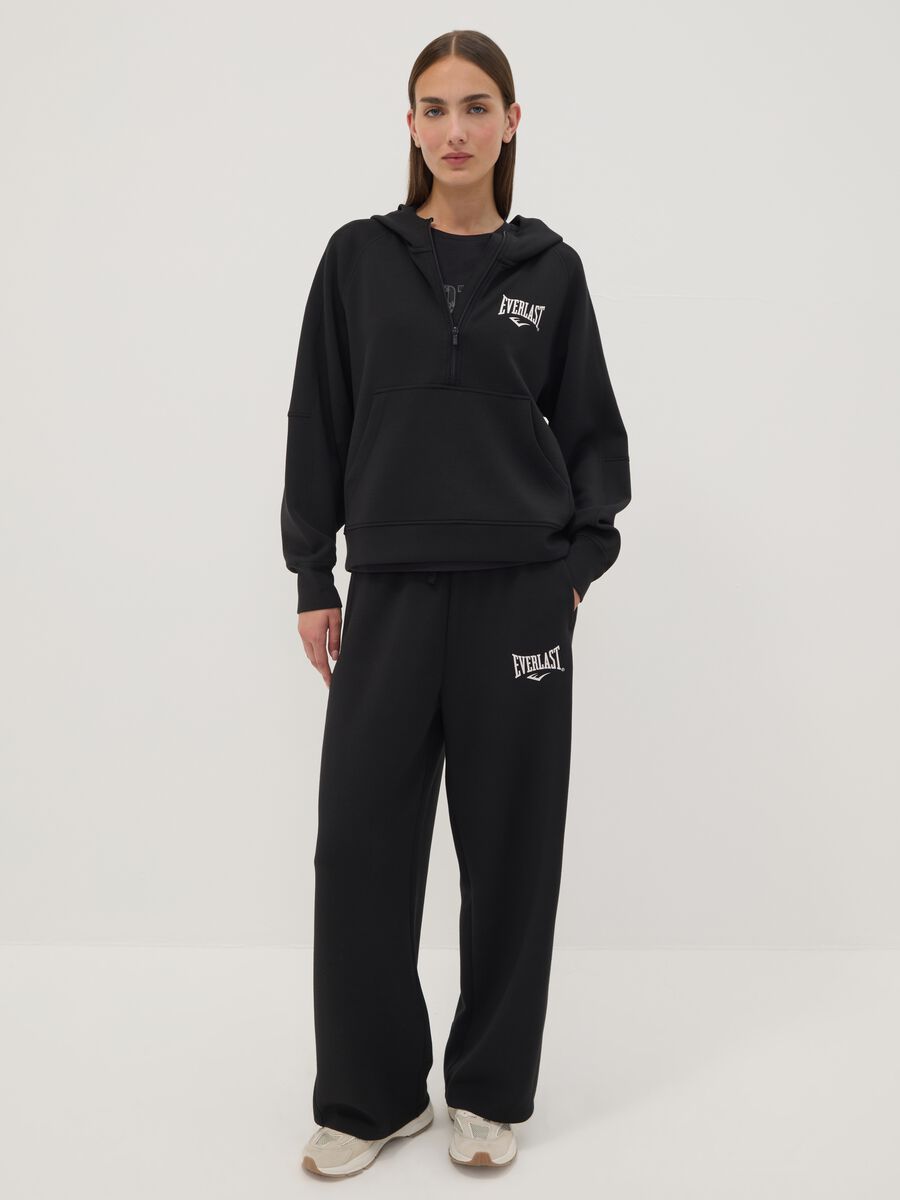 Black regular-fit stretch viscose jersey trousers_0