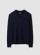 Blue viscose-blend polo with V-neck and collar, regular fit_3