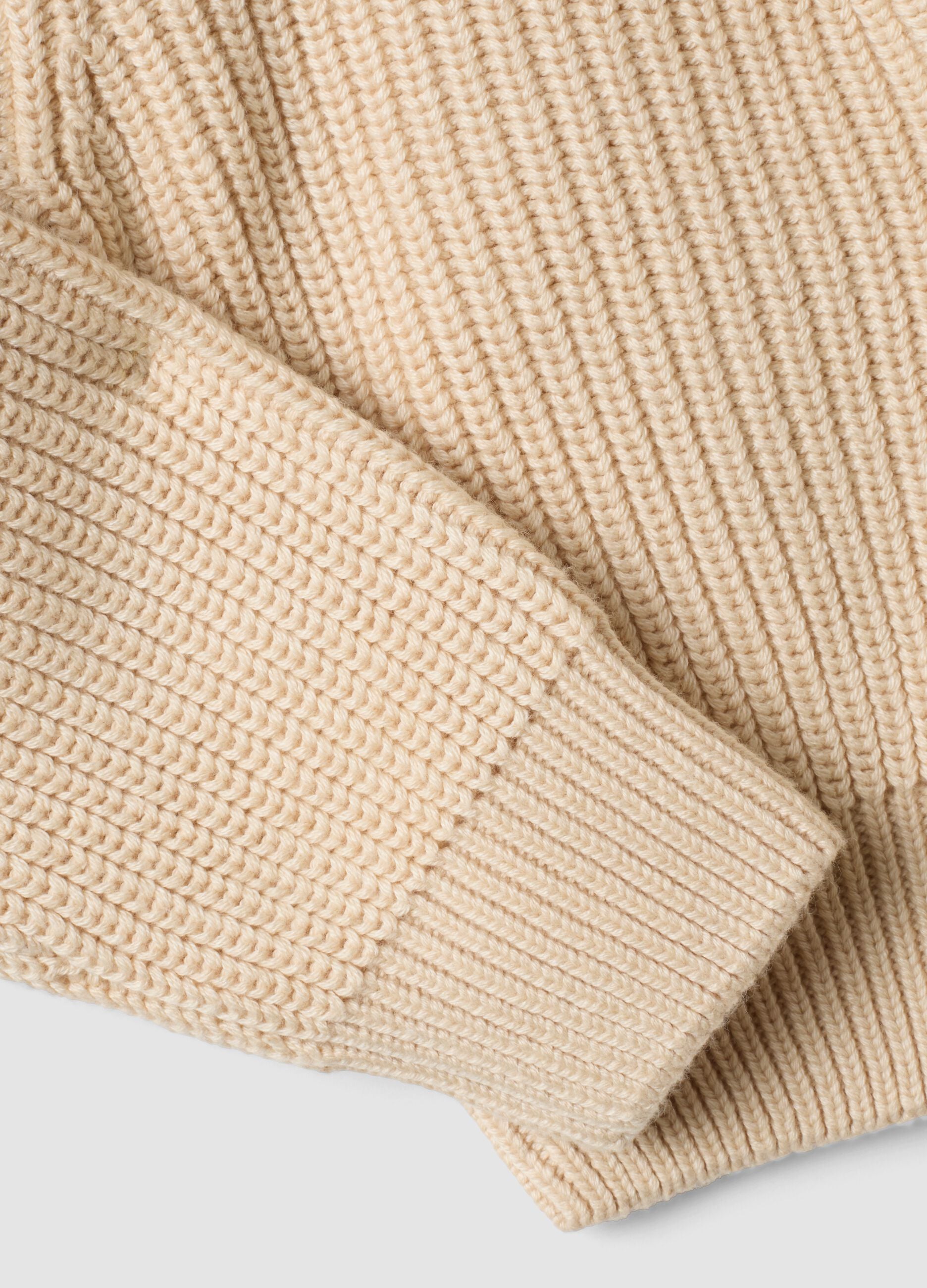 Girls&rsquo; beige cotton-blend cardigan with buttons