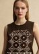 Brown pure cotton regular fit tank top with embroidery_0