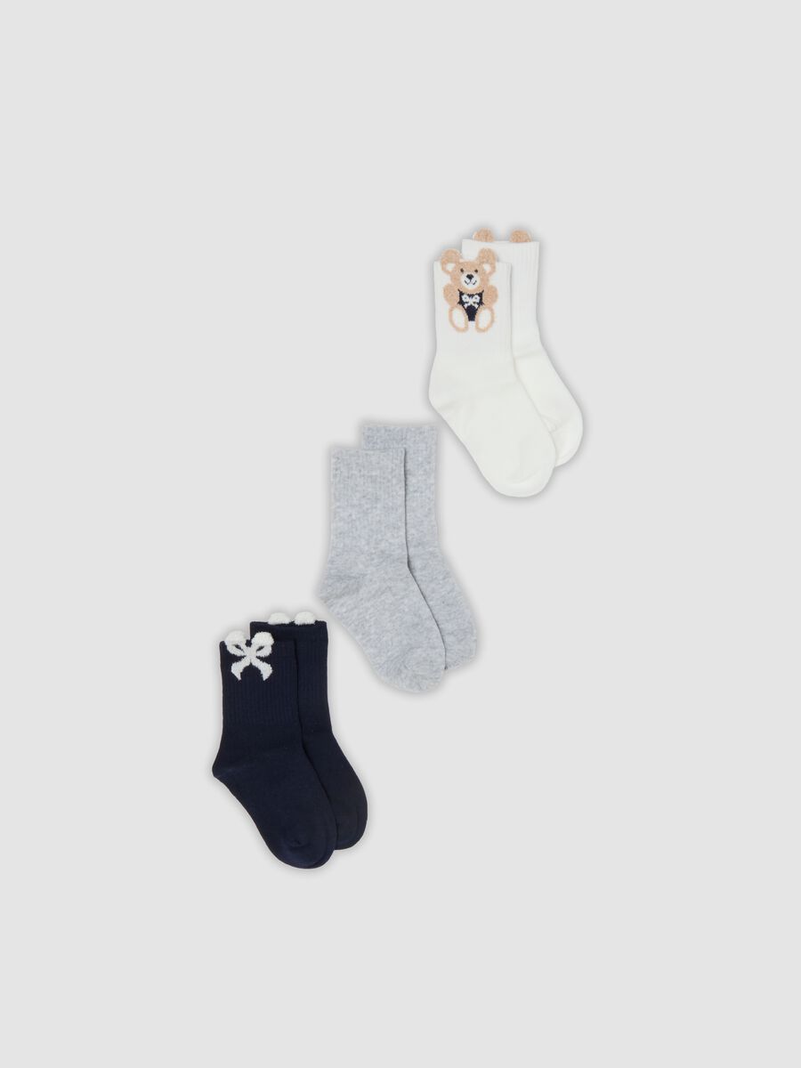 Girls&rsquo; multicolour midi socks 3-pack in stretch organic cotton_0