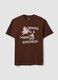 Brown pure cotton jersey slogan T-shirt, regular fit_4
