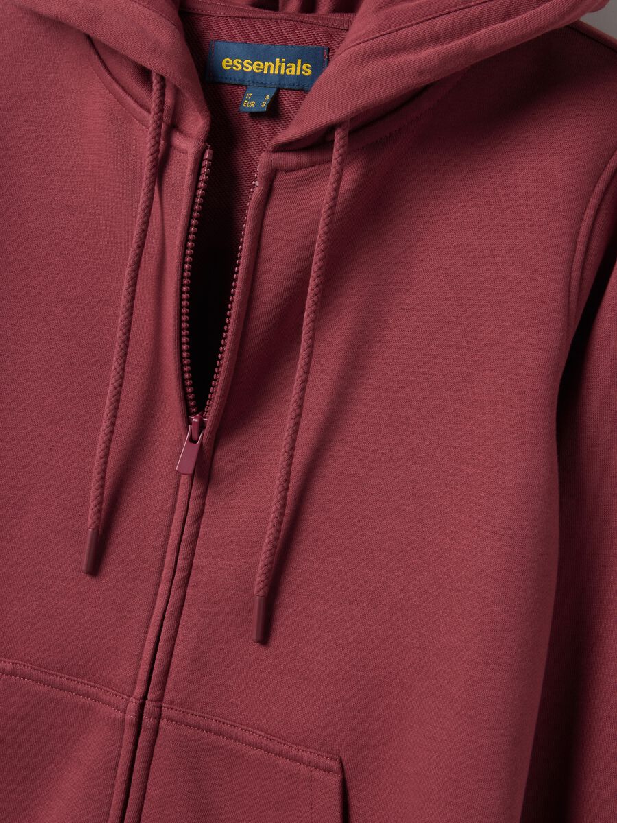 Felpa in misto cotone rosa regular fit con cappuccio e zip_5