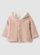 Pink organic cotton hooded jacket with teddy lining_0