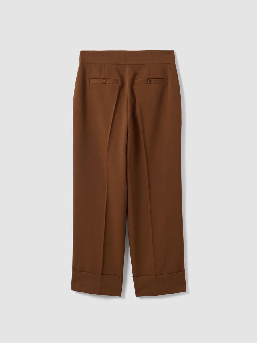 Brown stretch viscose formal trousers, straight fit_6