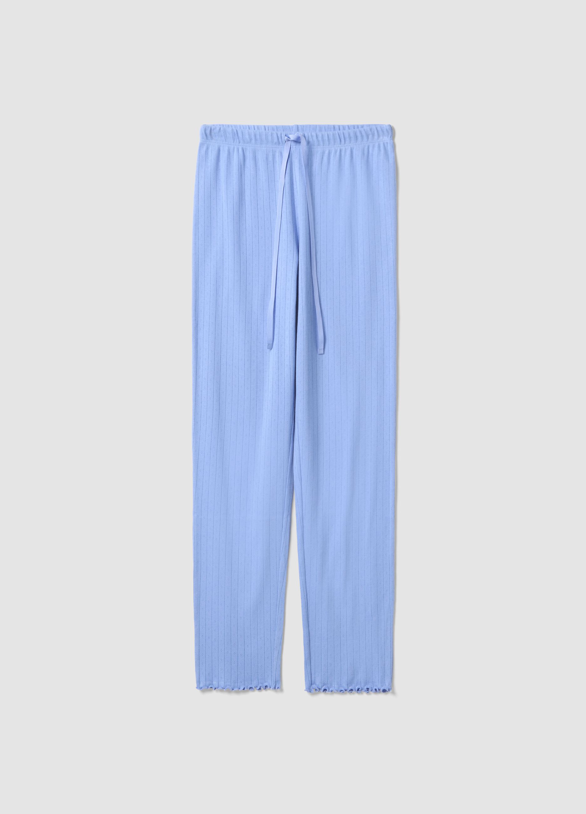 Blue pure cotton regular fit pyjama trousers