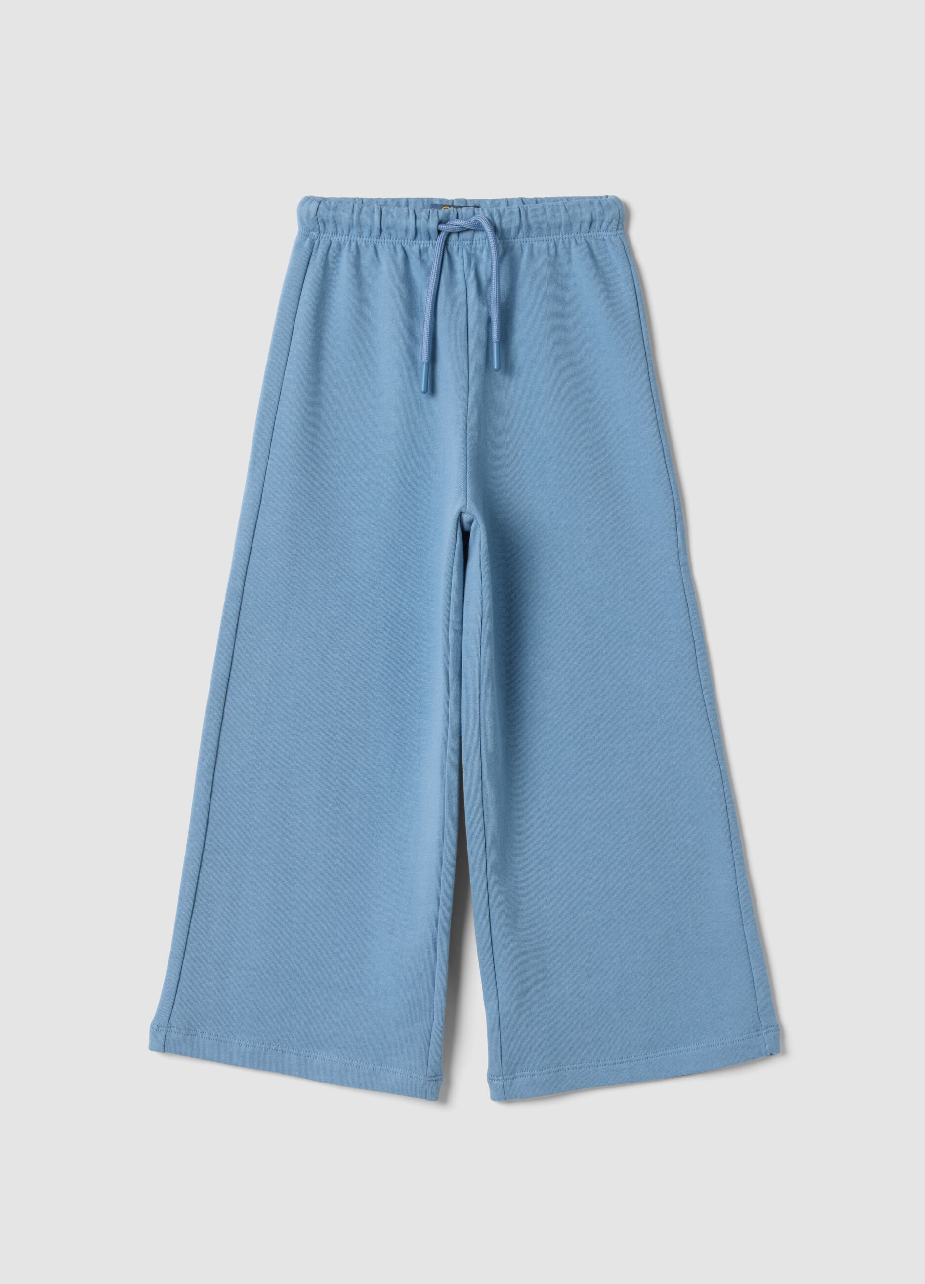 Light blue pure cotton trousers with elasticated waist, regular fit