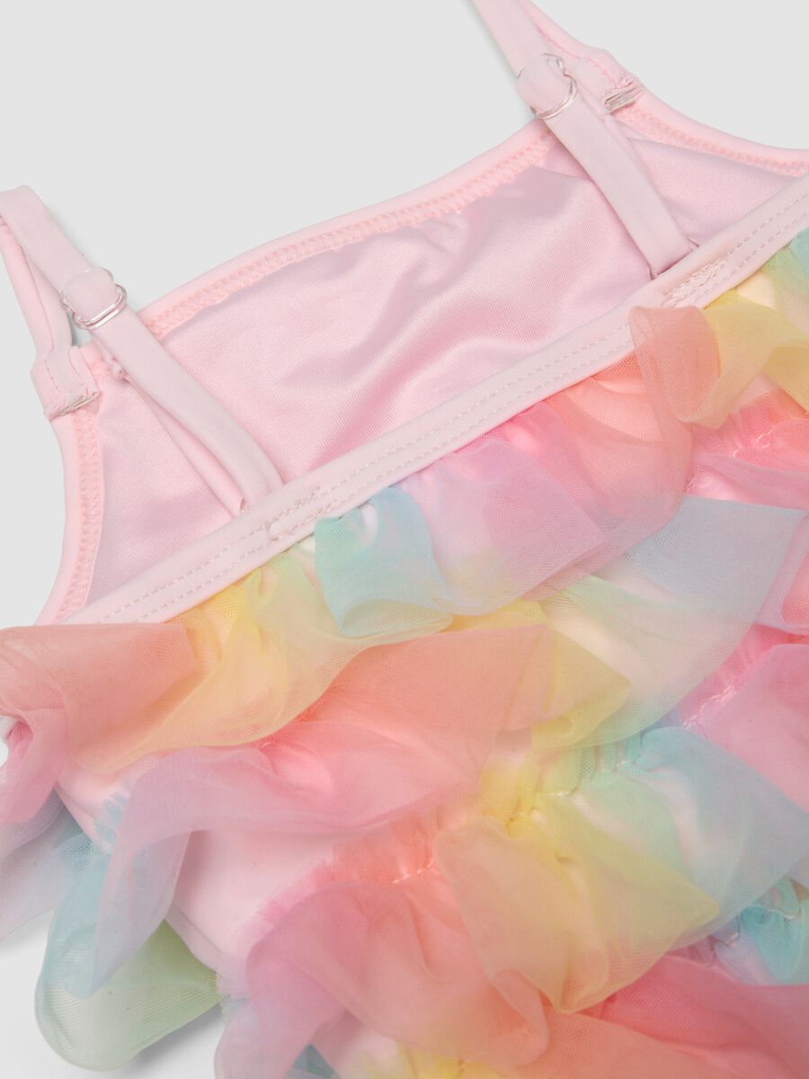 Costume intero rosa con volant in tulle per neonata_3