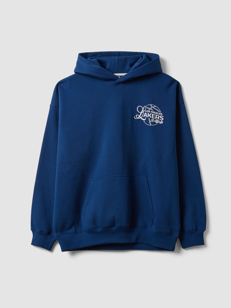Blue cotton-blend hoodie with Lakers print_0