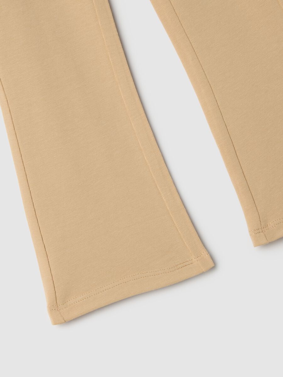 Girls' beige stretch cotton flare fit leggings_2