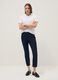 Blue slim fit stretch denim cotton blend trousers_0