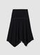 Black stretch-fabric skirt with asymmetric lace hem_4