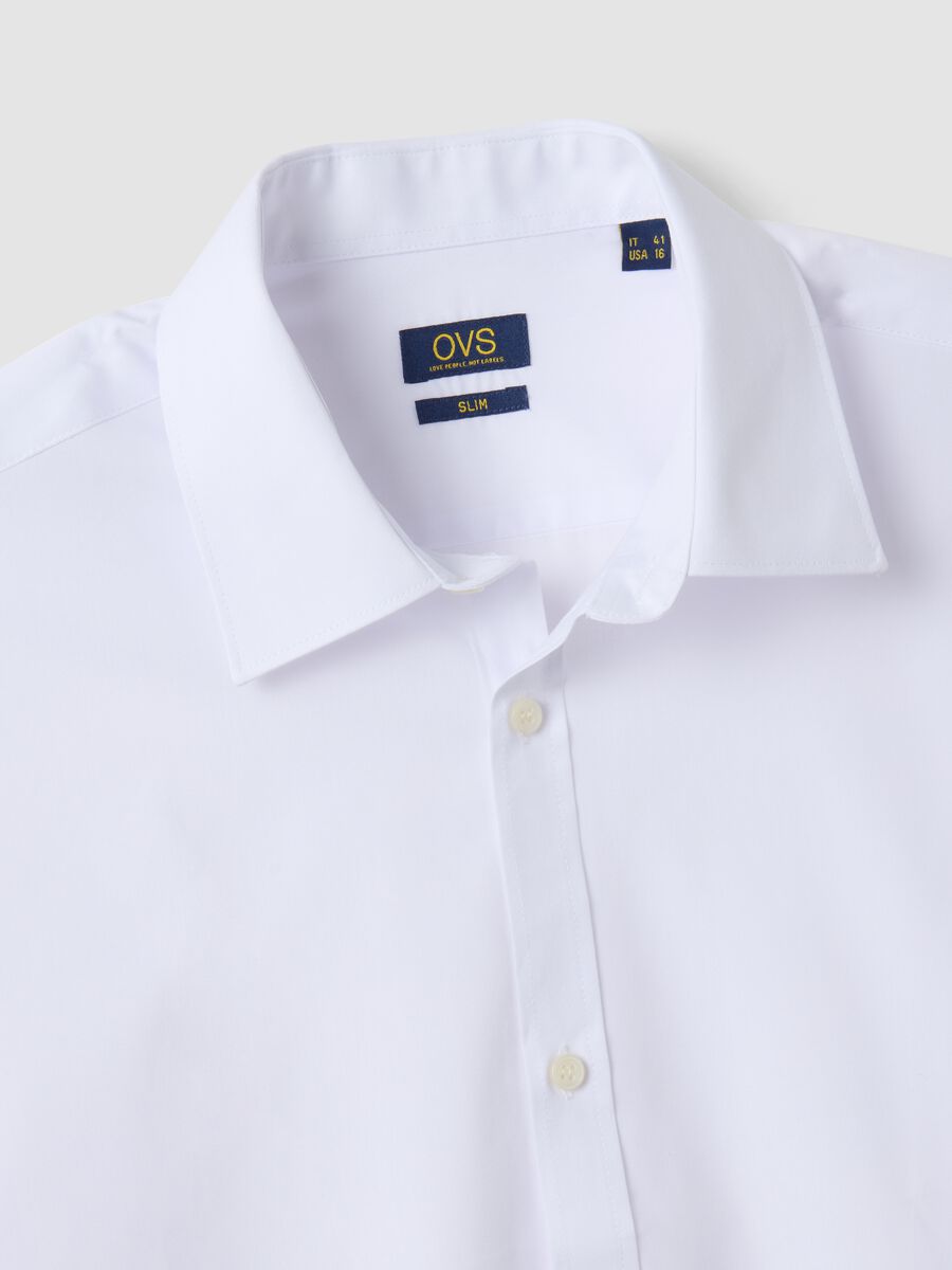 White slim-fit easy-iron shirt with classic collar_6