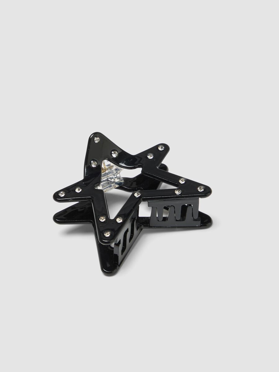 Black star hair clip with rhinestones for girls_2