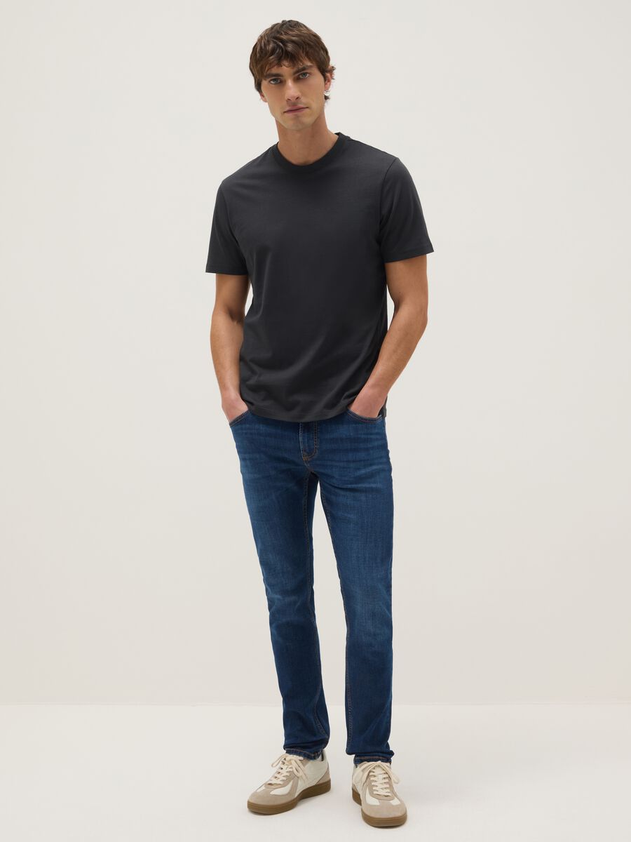 Skinny fit blue stretch cotton jeans_0