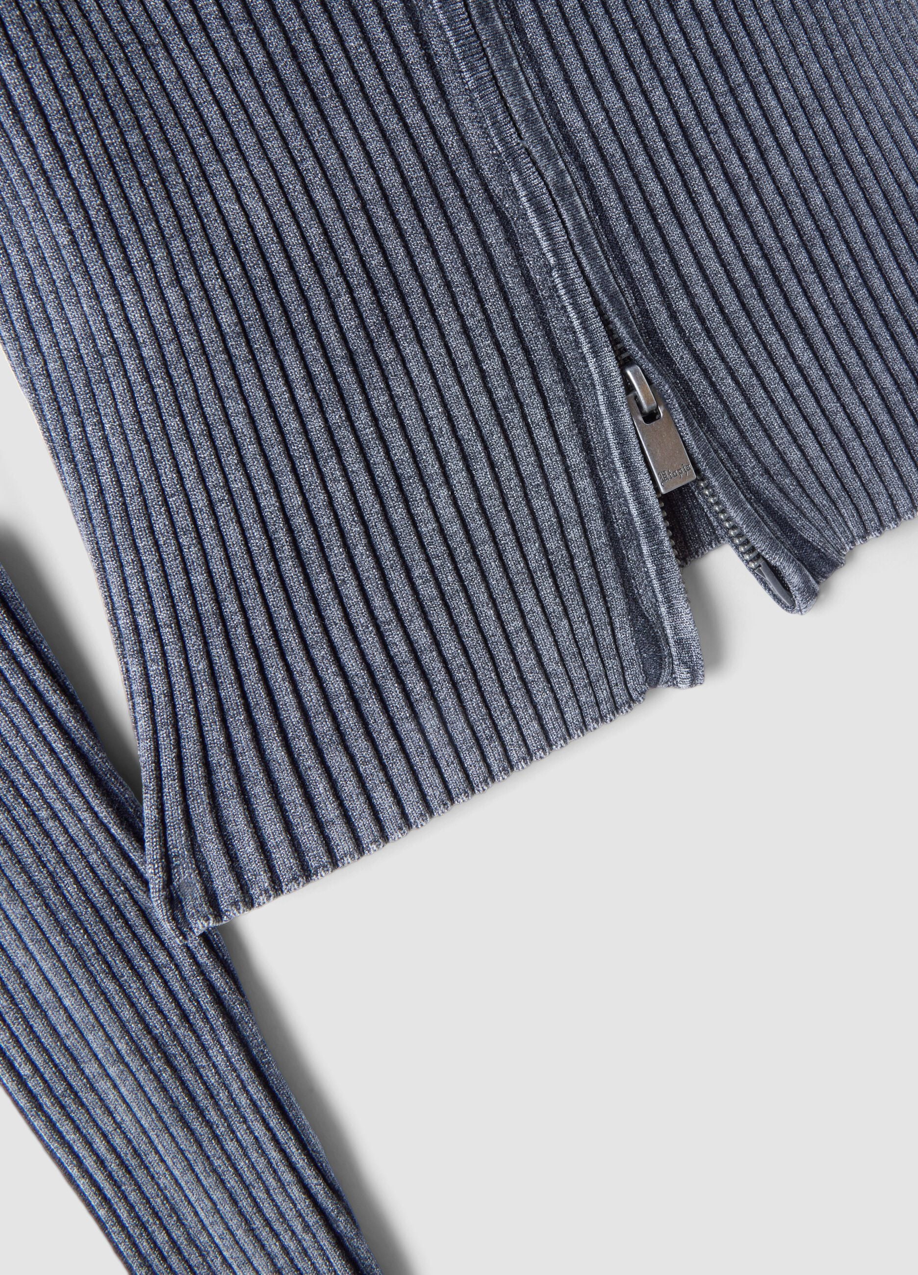 Ribbed Knit Hoodie in Vintage Grey