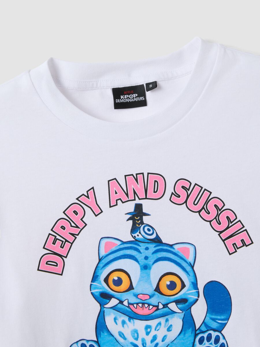 T-shirt in puro cotone bianca regular fit con stampa K-Pop Demon Hunters_5