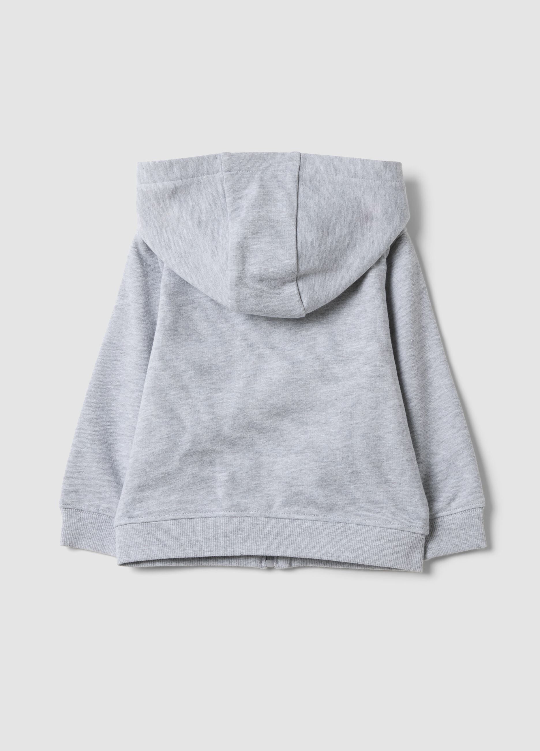 Grey organic cotton hooded sweatshirt, regular fit, for boys