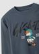 Grey oversized pure cotton T-shirt with skate print for boys_2