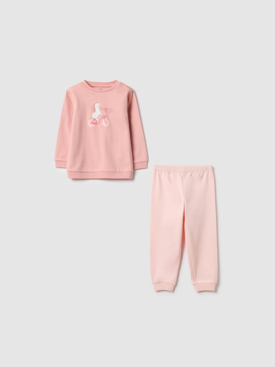 Baby girl's pink pure cotton pyjamas in regular fit with print_0