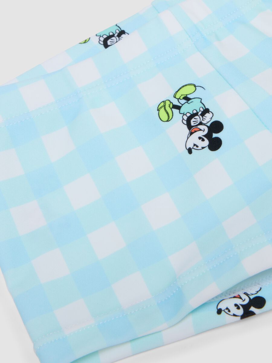 Costume slip a quadri bianco e azzurro da neonato con Topolino_2