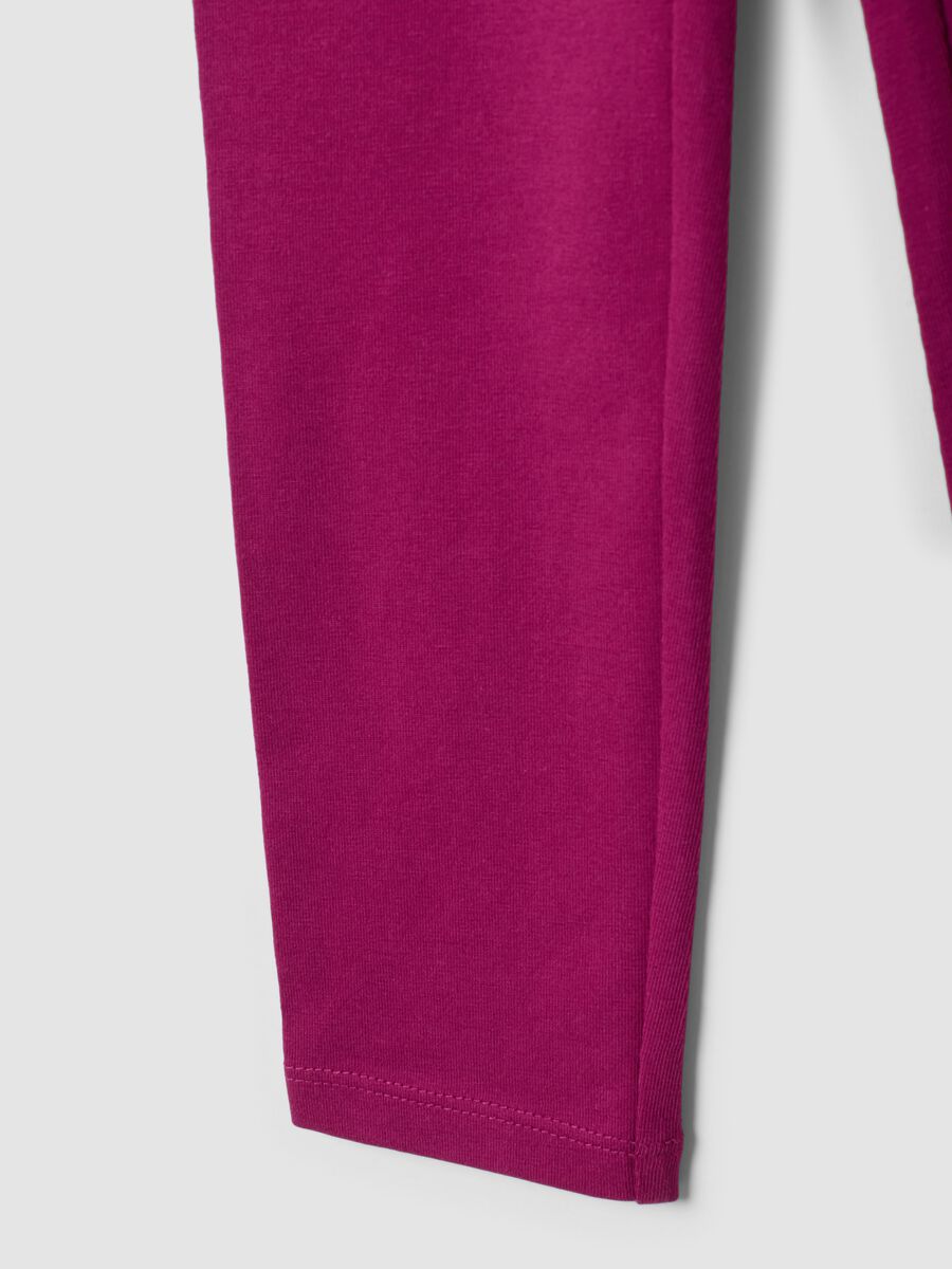 Purple and black stretch organic cotton leggings with star for girls_3