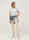 White Stretch Denim Cotton Bootcut Jeans_0