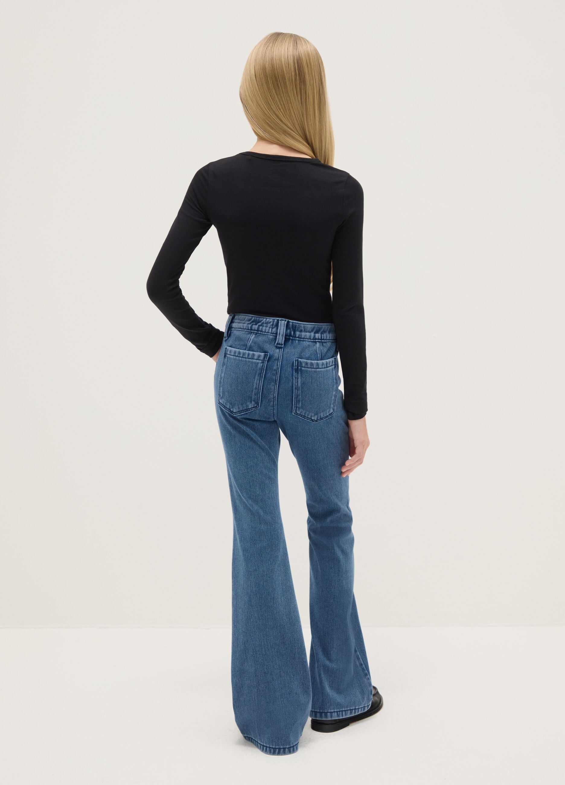 Girls' Blue Denim Flare Fit Jeans