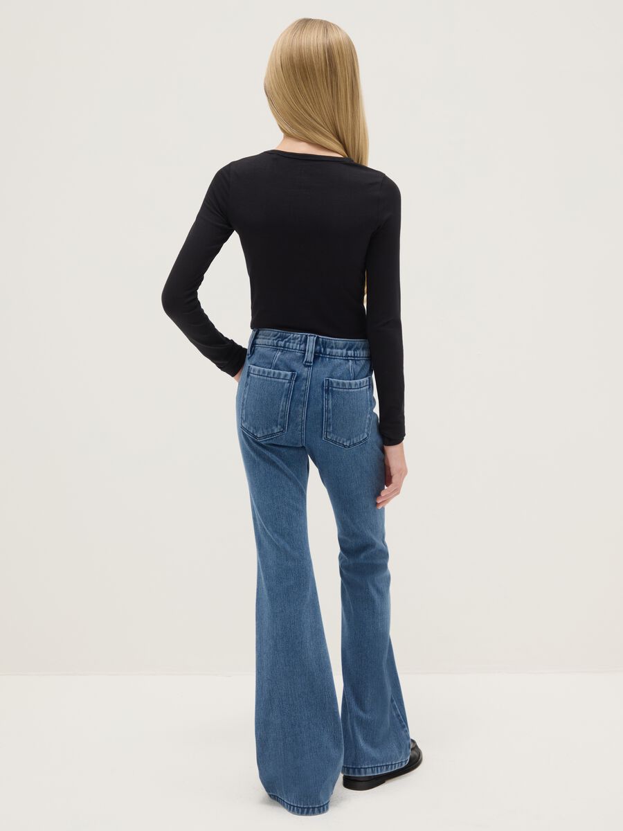 Girls' Blue Denim Flare Fit Jeans_1