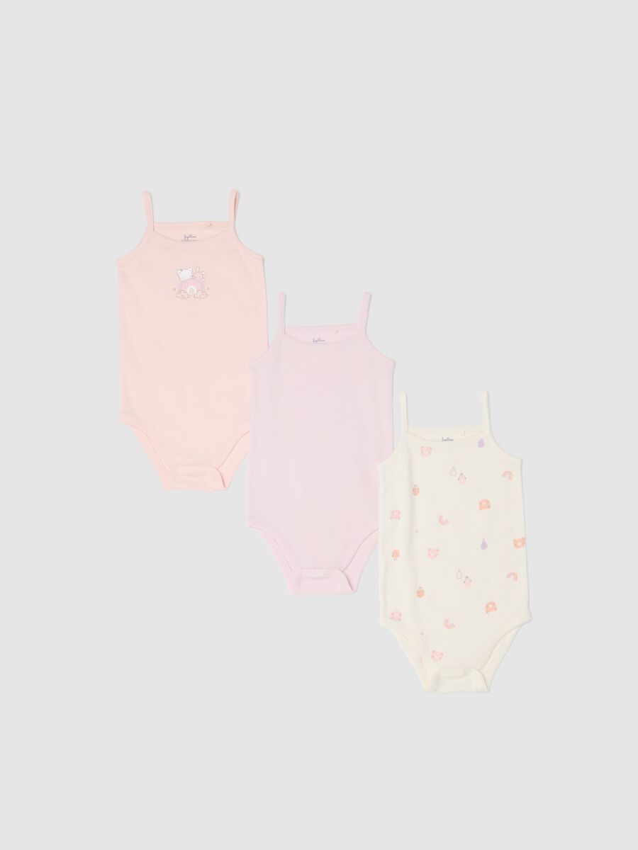 Tripack body in puro cotone biologico multicolor da neonata_0