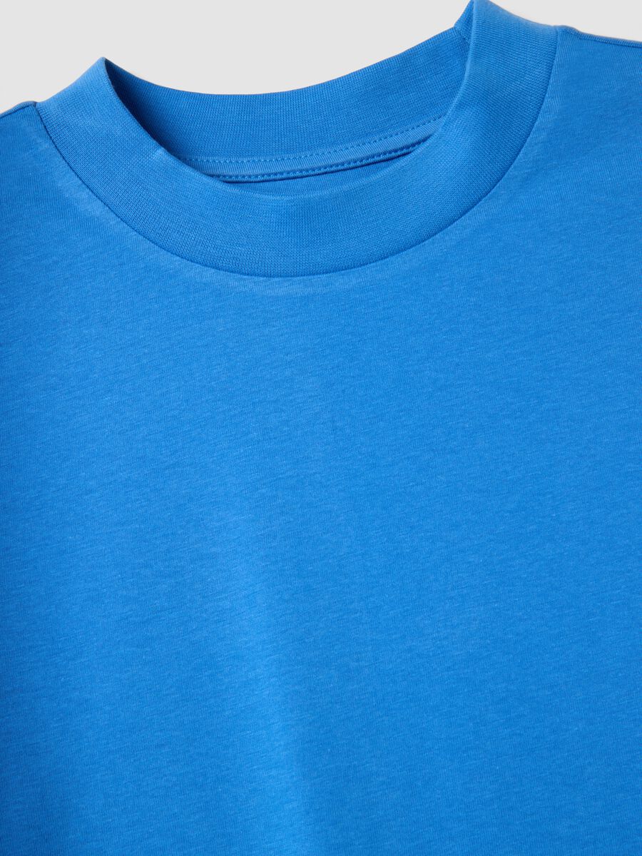 Blue pure cotton regular-fit T-shirt_5