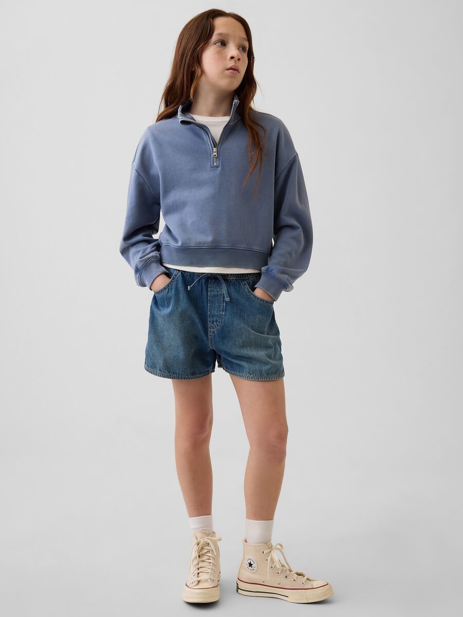 Pure cotton denim shorts_0