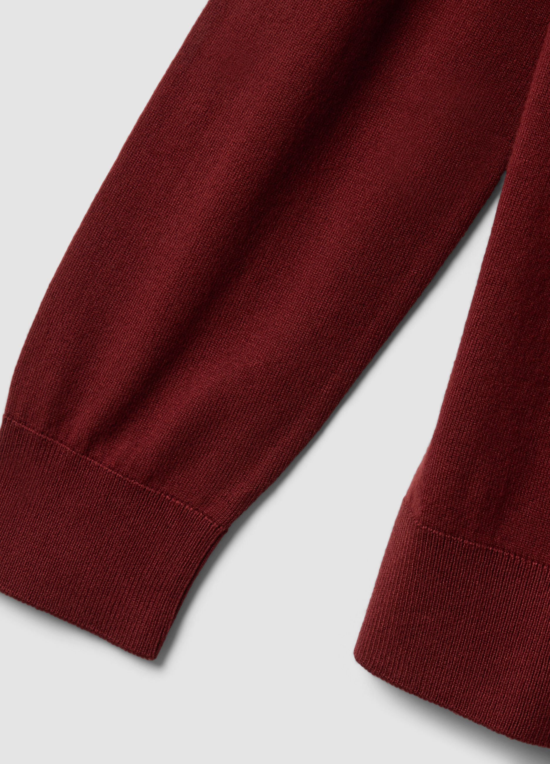 Brick red crew-neck viscose-blend jumper, regular fit