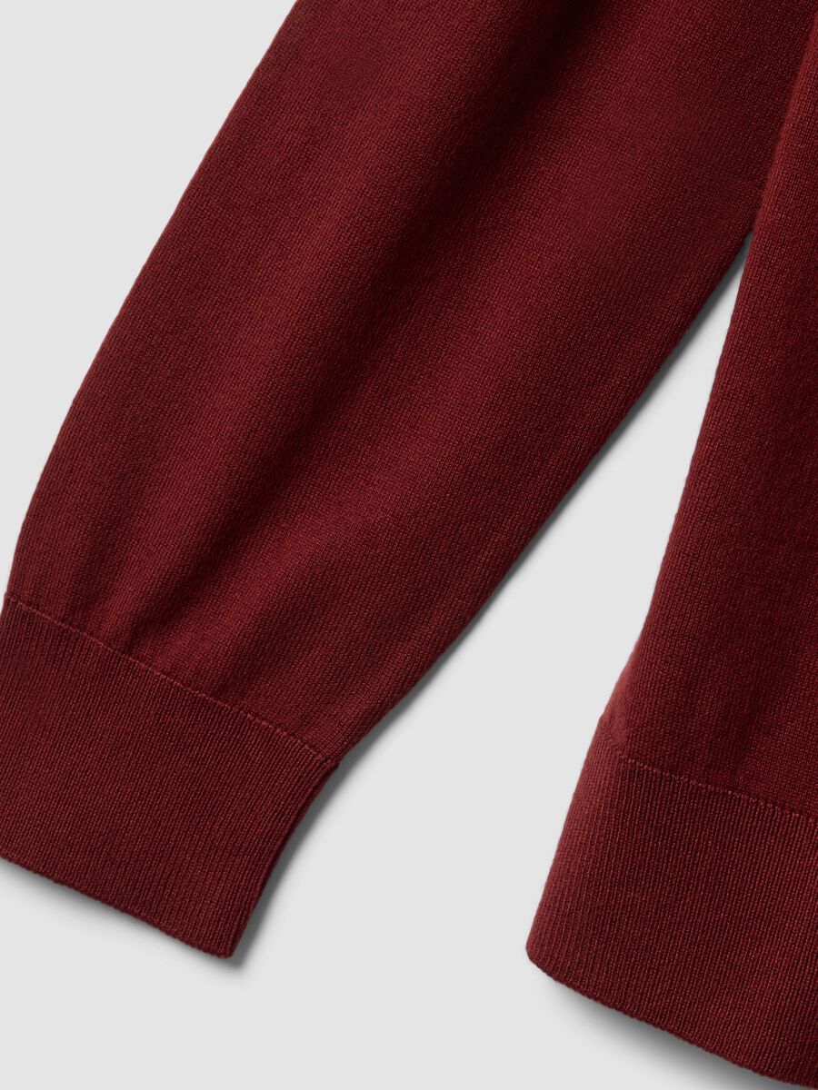 Brick red crew-neck viscose-blend jumper, regular fit_1