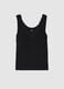 Black stretchy viscose tank top regular fit deep V with lace_4